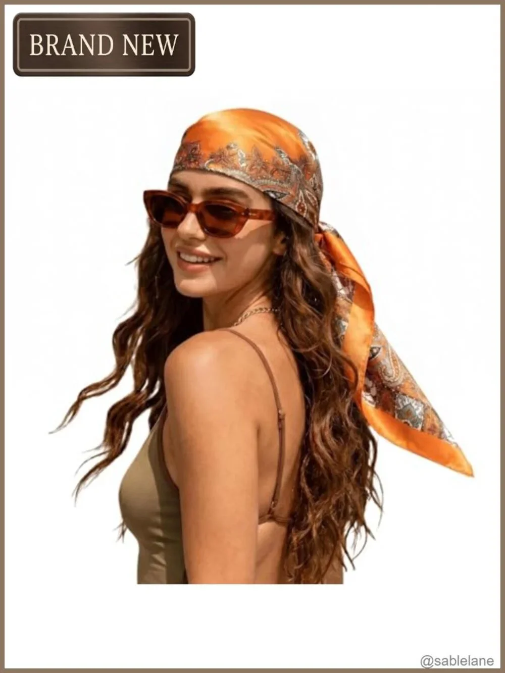 35x35 Large Square Satin Head Scarf - Women's Fashion Scarf